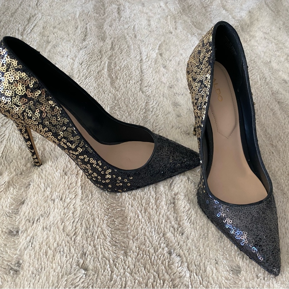 Black & Gold Sequin ALDO Heels